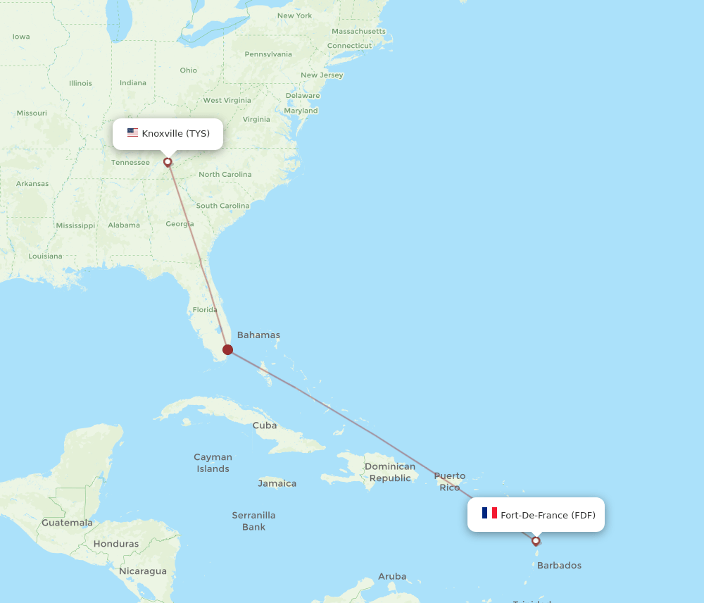 TYS-FDF flight routes