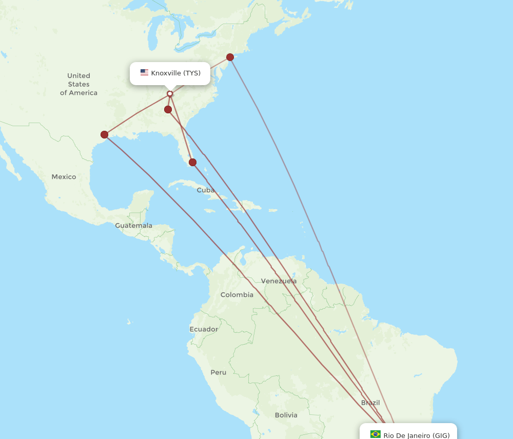 TYS-GIG flight routes