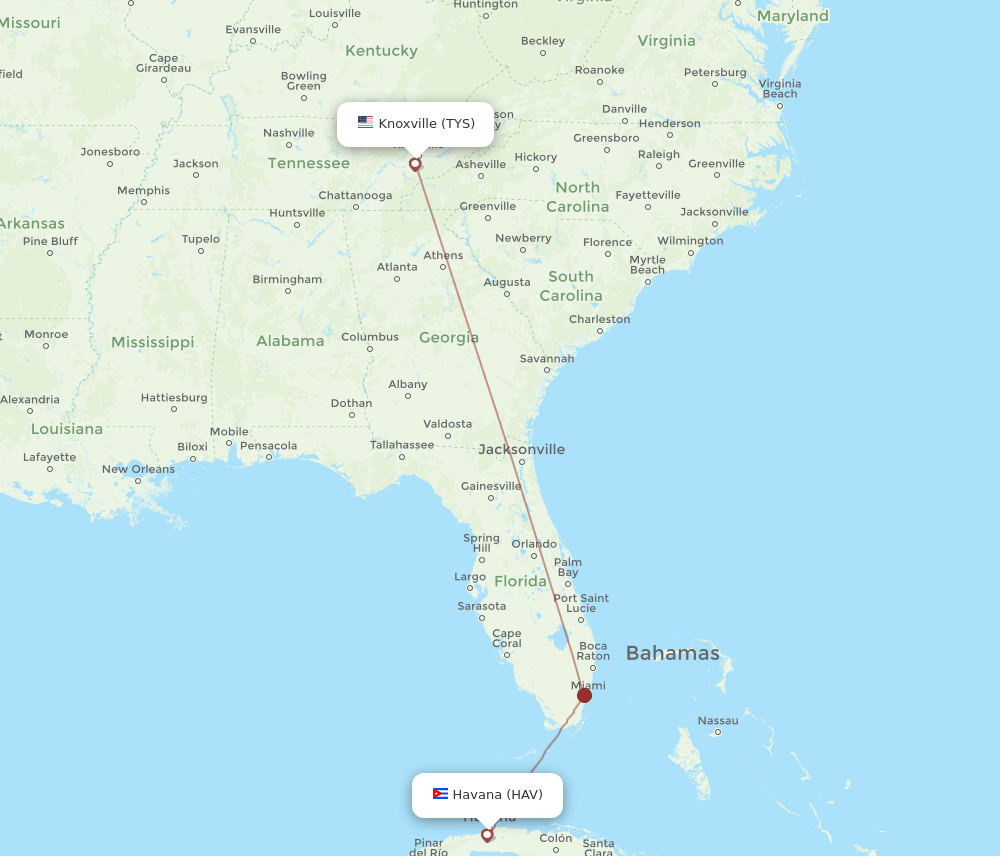 TYS-HAV flight routes