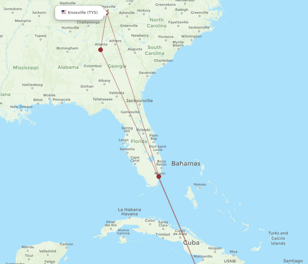 TYS-KIN flight routes