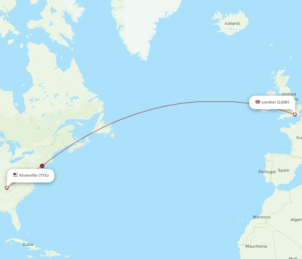 TYS-LGW flight routes