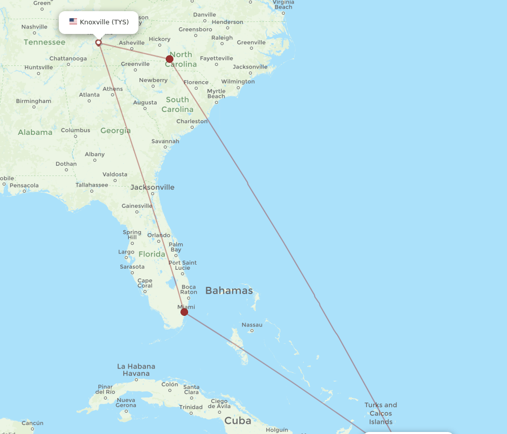 TYS-POP flight routes