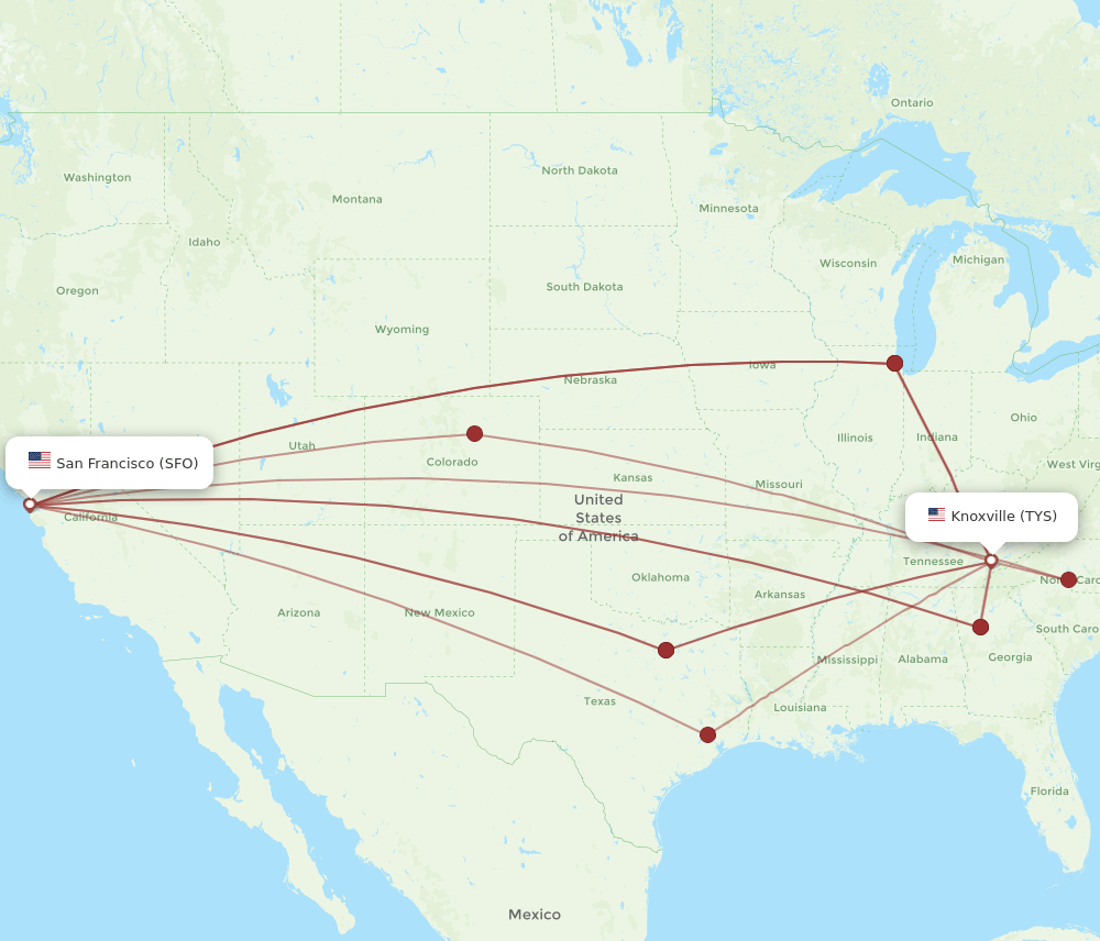 TYS-SFO flight routes