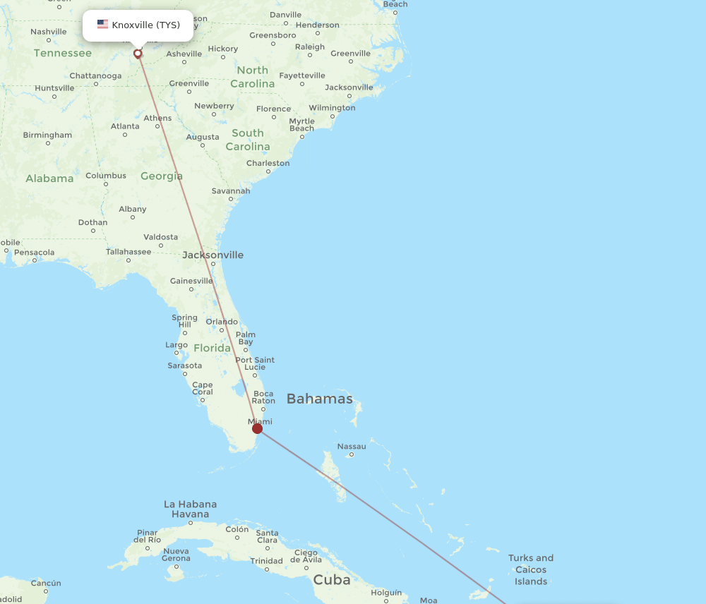 TYS-STI flight routes