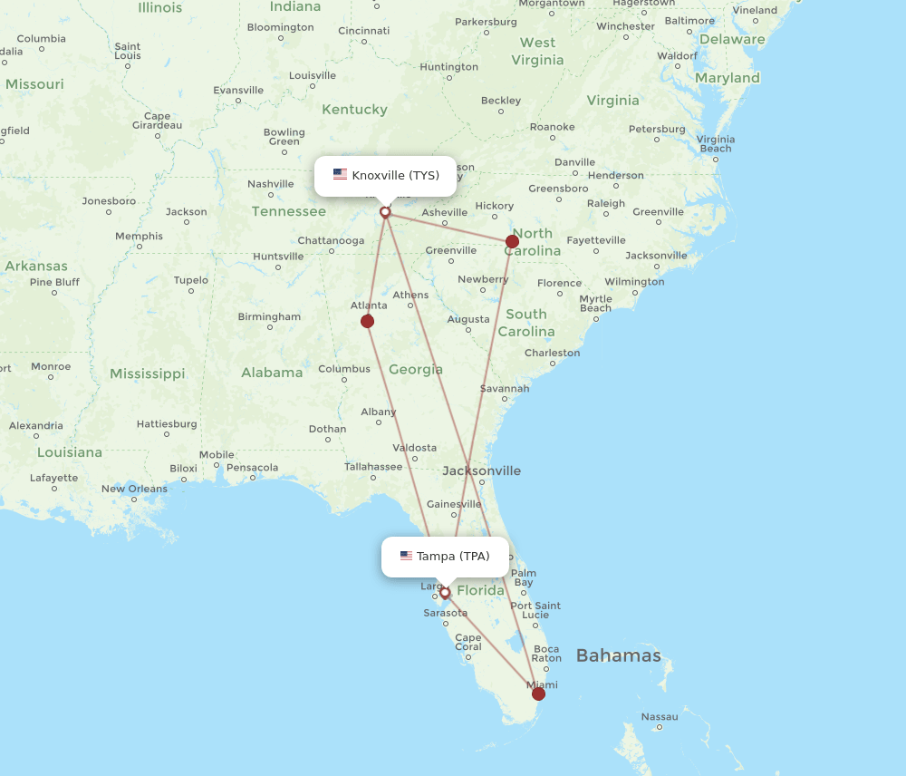 TYS-TPA flight routes