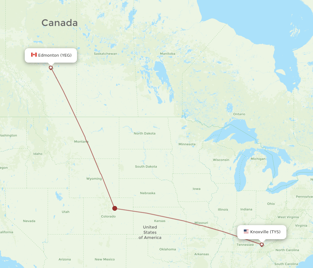 TYS-YEG flight routes
