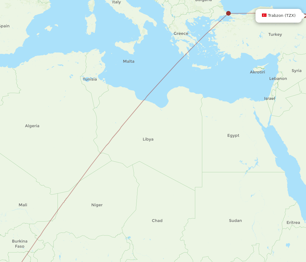 TZX to ABJ flights and routes map