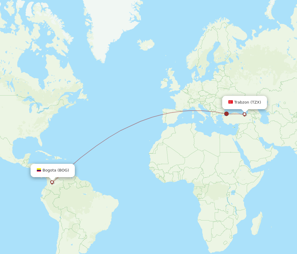 TZX-BOG flight routes