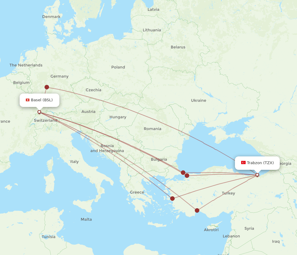 TZX-BSL flight routes
