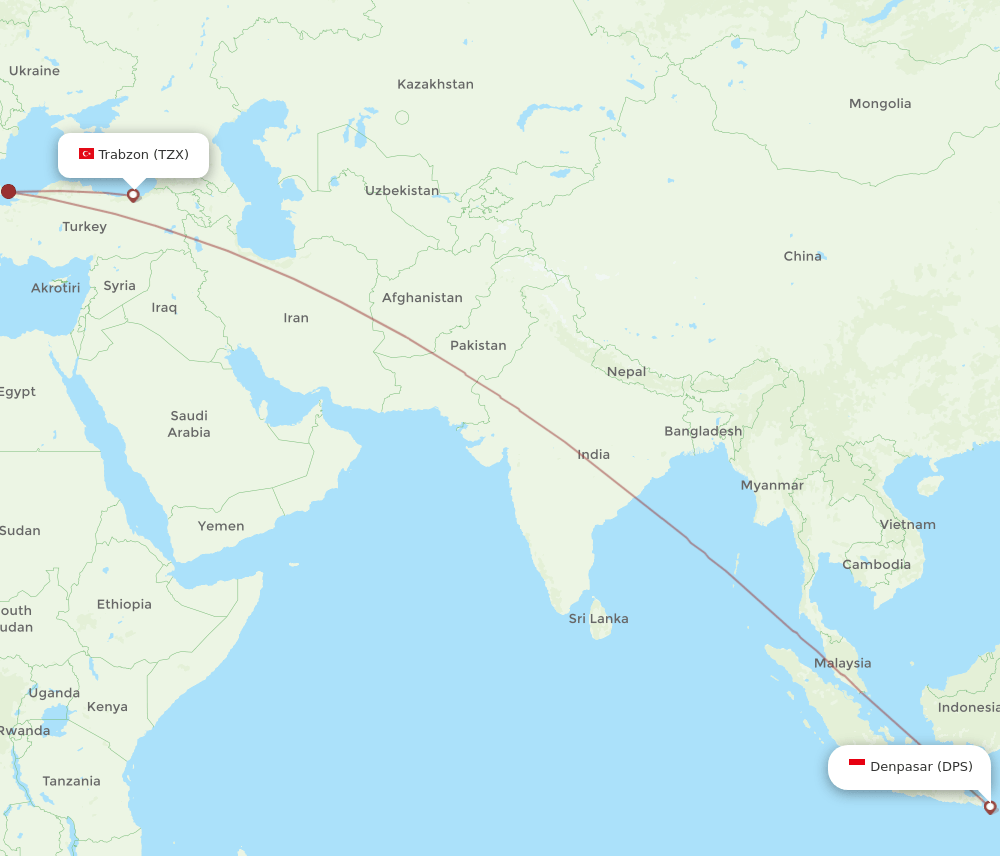 TZX-DPS flight routes