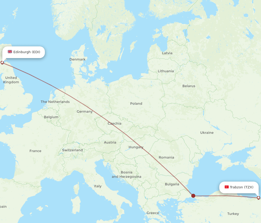 TZX-EDI flight routes