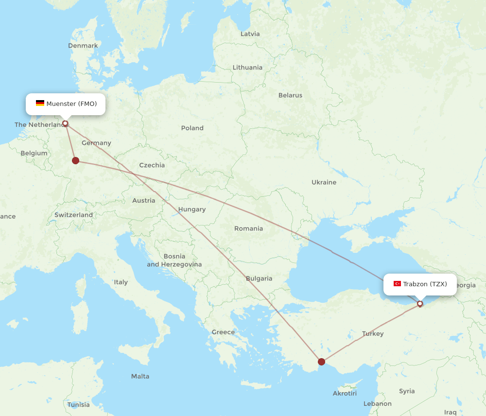 TZX-FMO flight routes