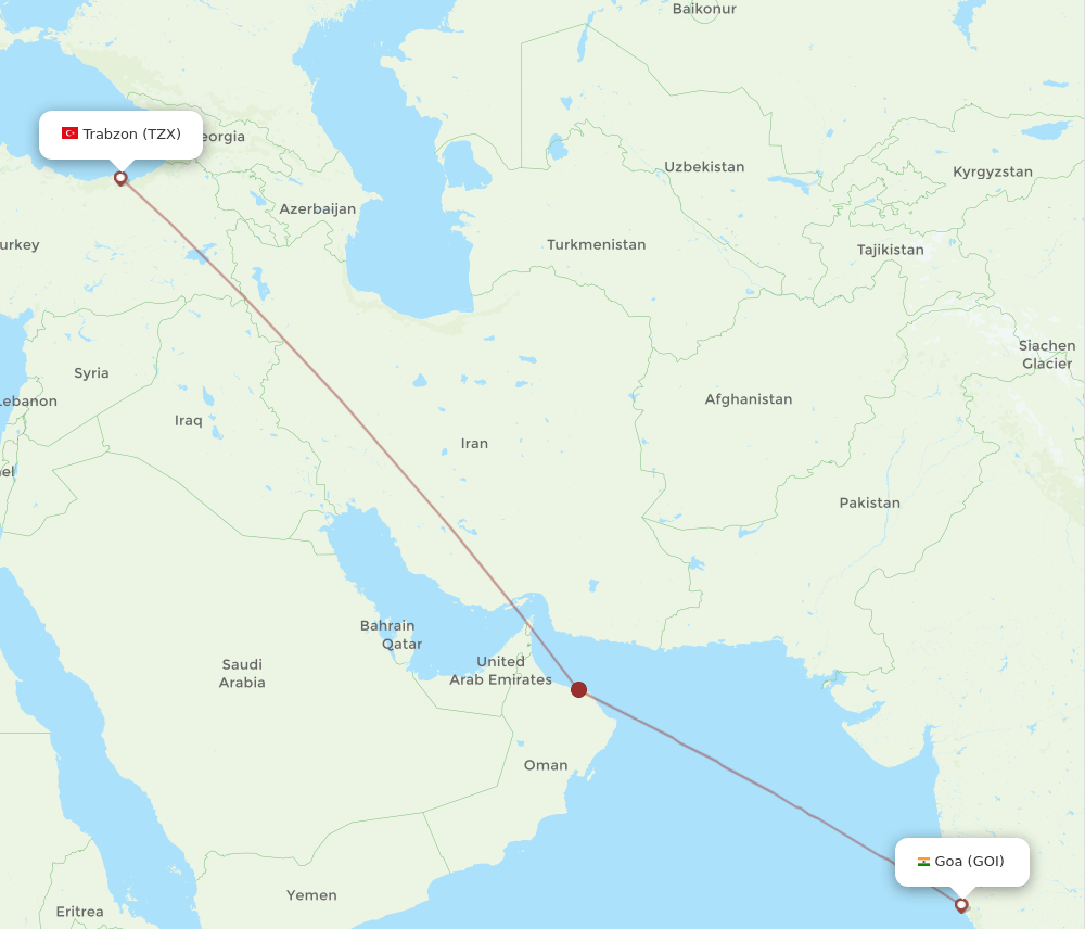 TZX-GOI flight routes