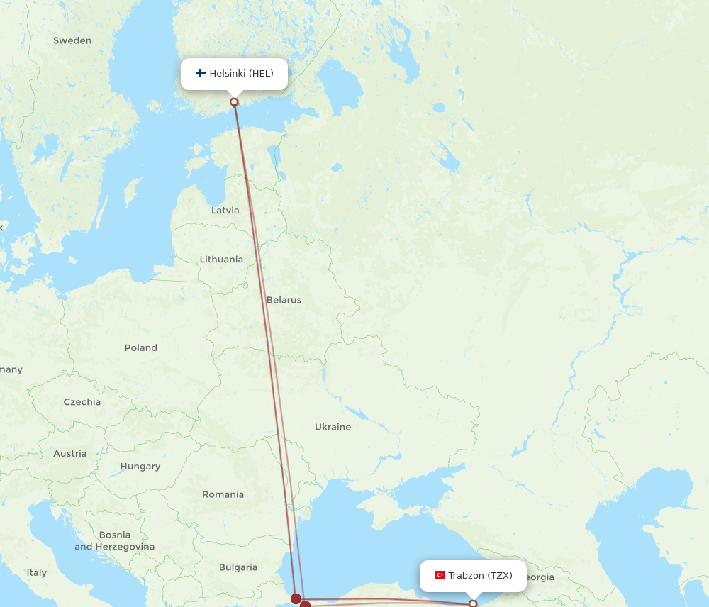 TZX-HEL flight routes