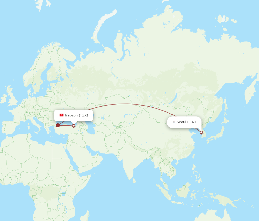 TZX-ICN flight routes