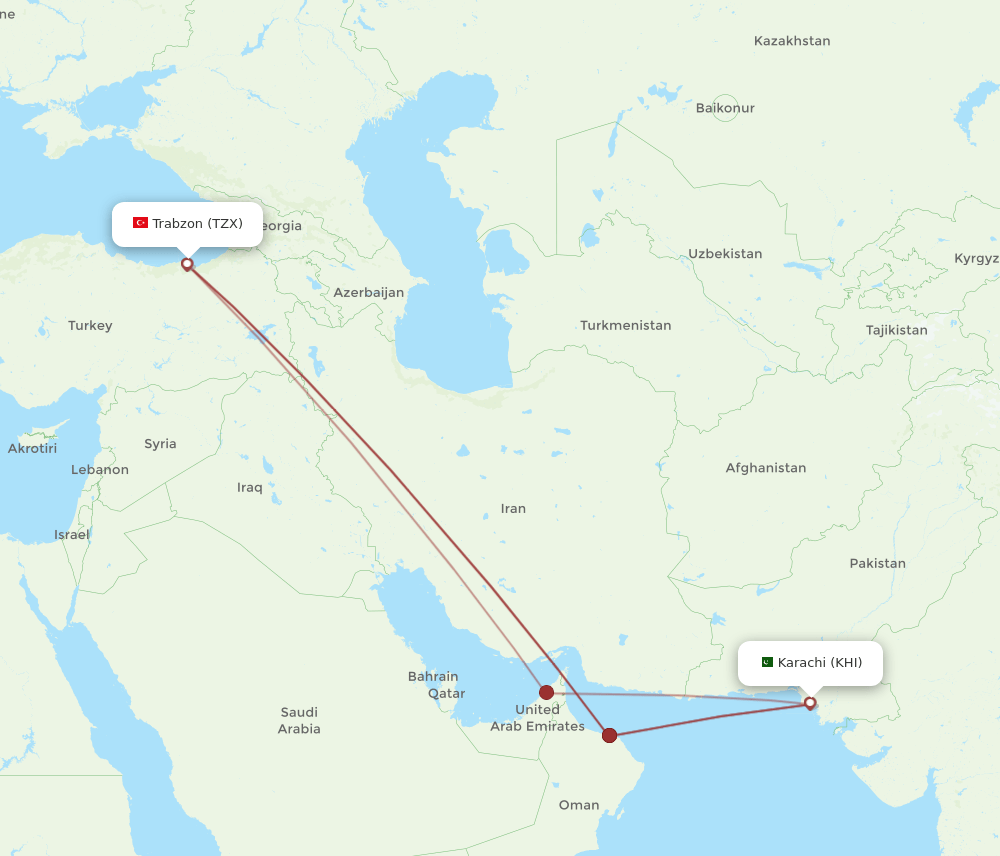 TZX-KHI flight routes