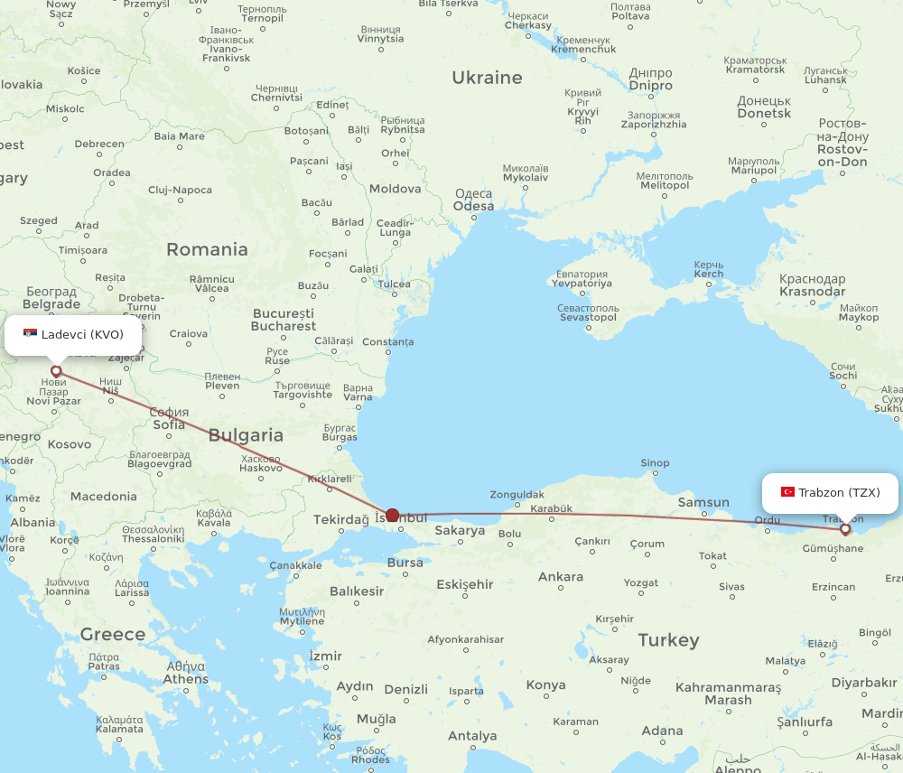 TZX-KVO flight routes
