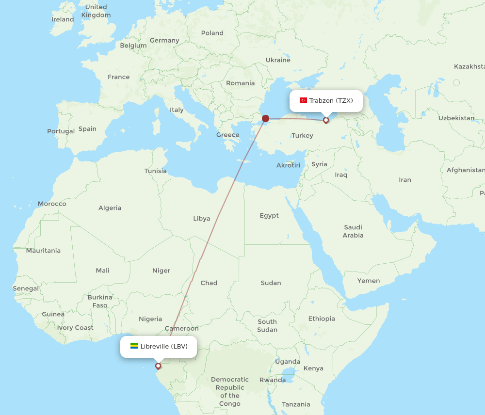 TZX-LBV flight routes