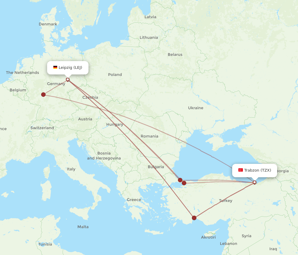 TZX-LEJ flight routes
