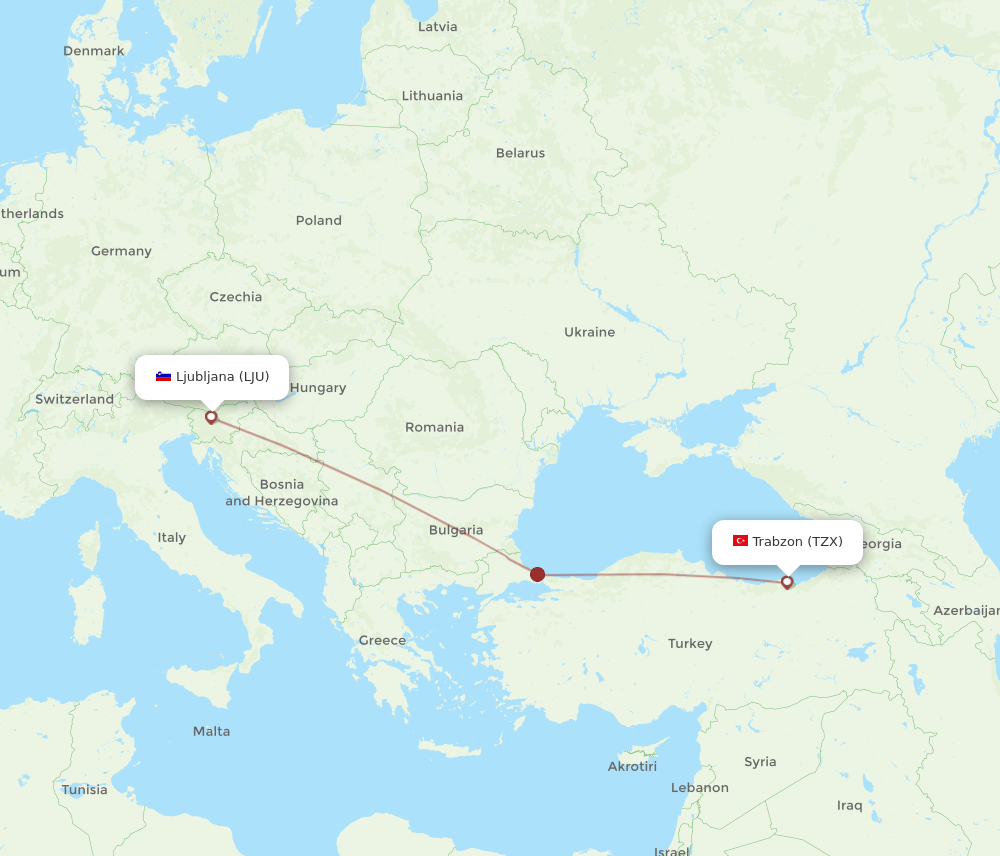 TZX-LJU flight routes