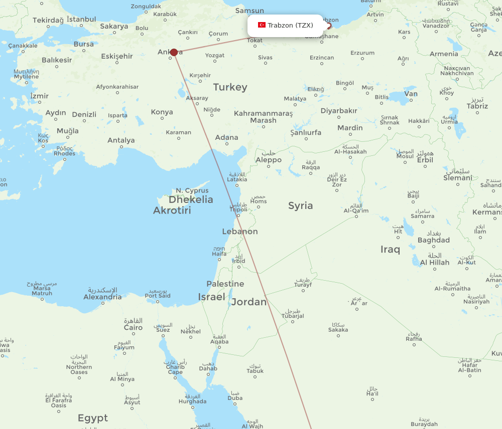 TZX to MED flights and routes map