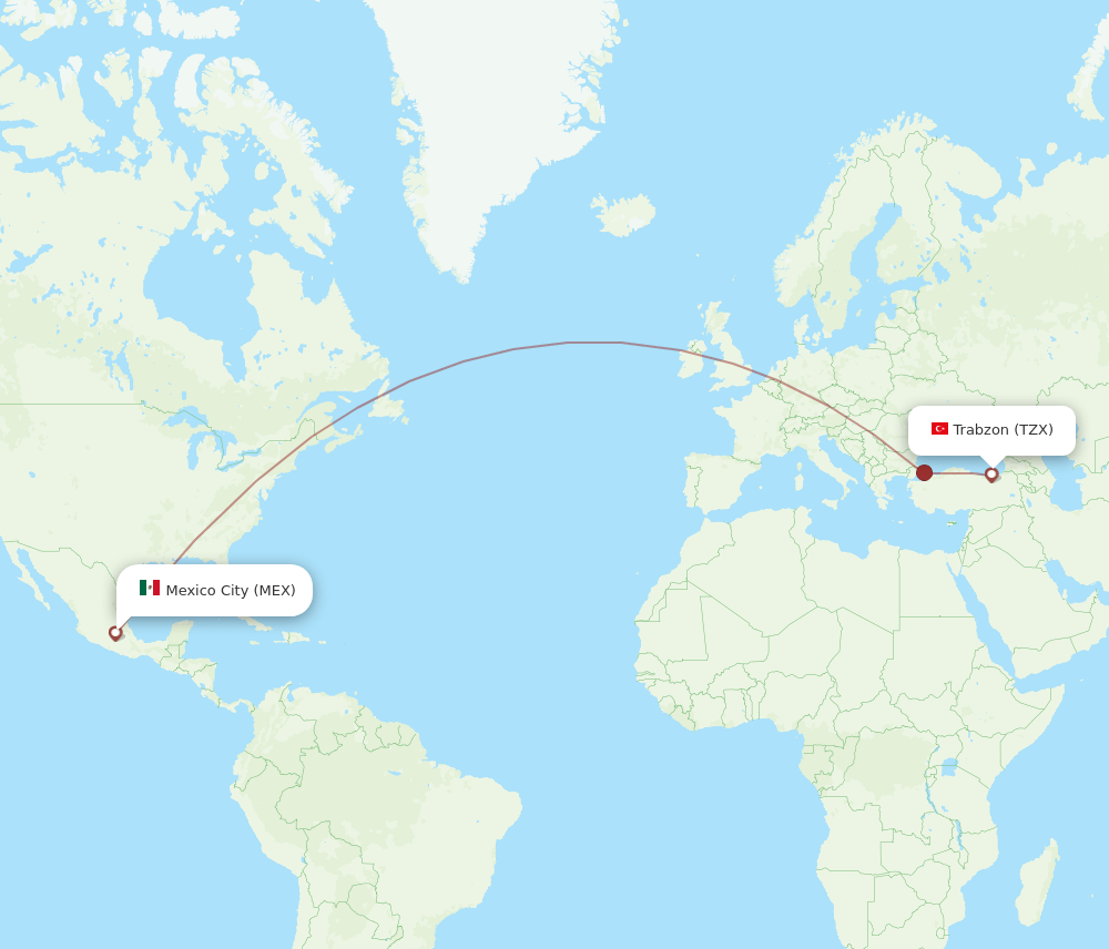 TZX-MEX flight routes