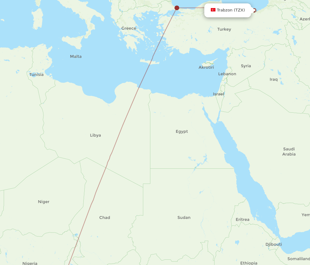 TZX-NSI flight routes