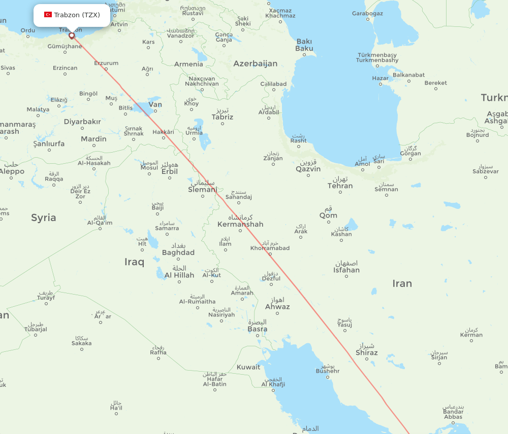 TZX-SHJ flight routes