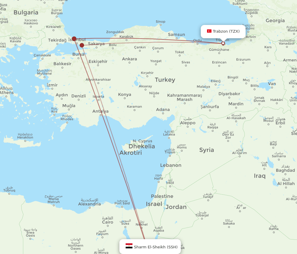 TZX-SSH flight routes