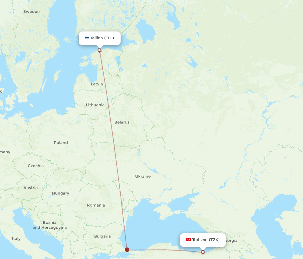 TZX-TLL flight routes