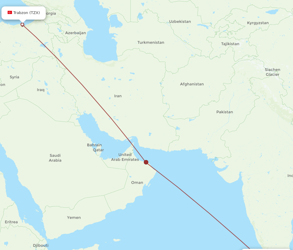TZX-TRV flight routes