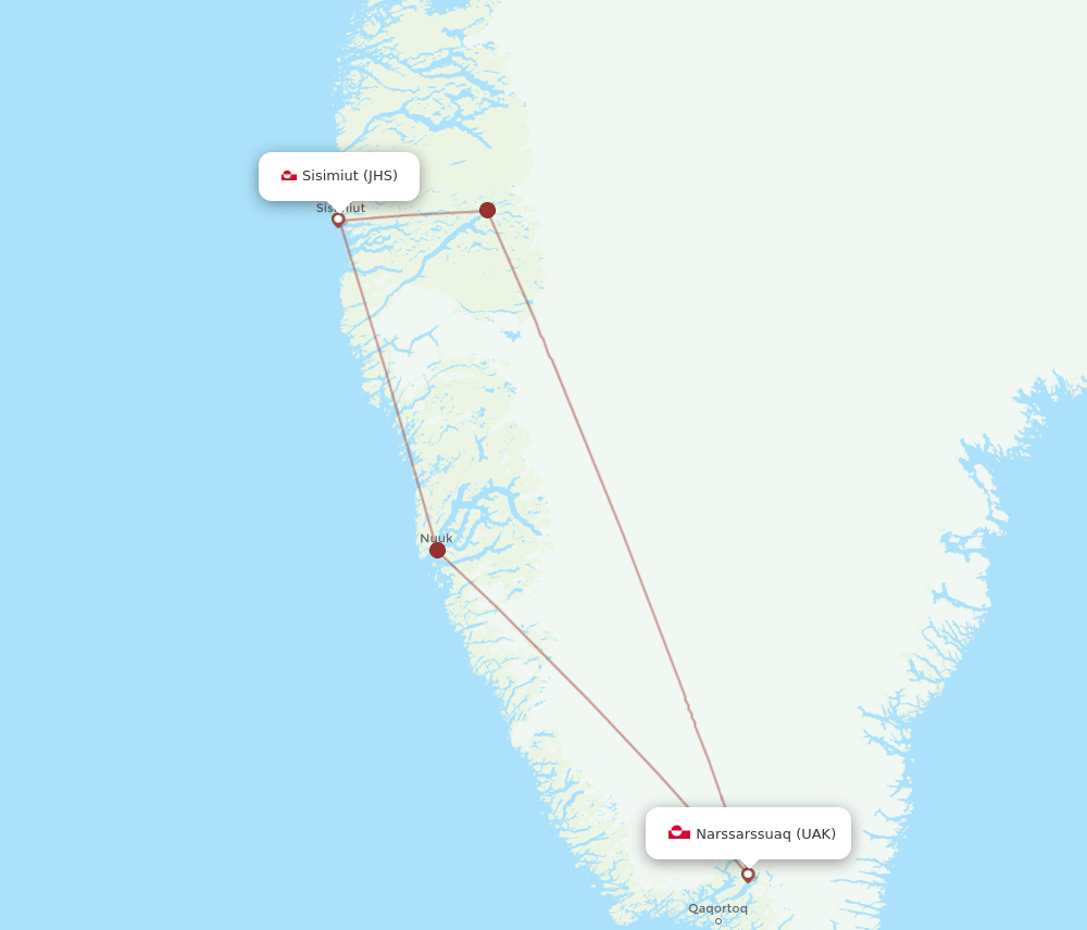 UAK-JHS flight routes