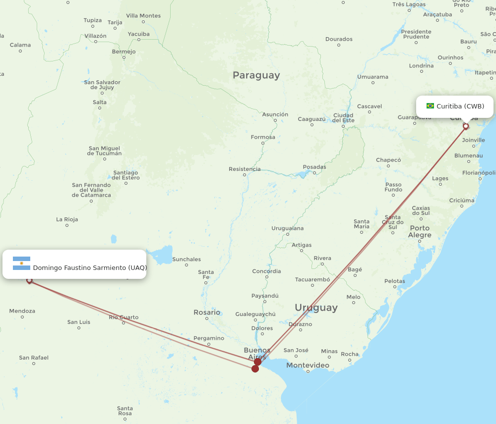UAQ-CWB flight routes
