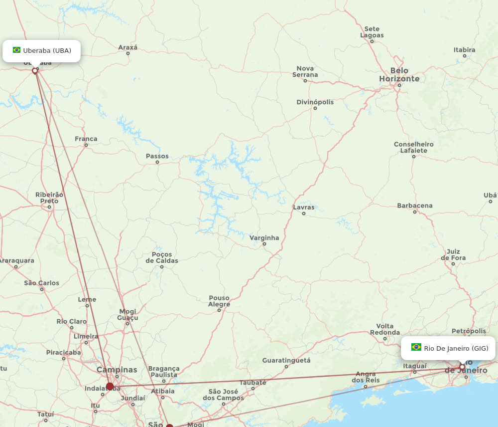 UBA-GIG flight routes