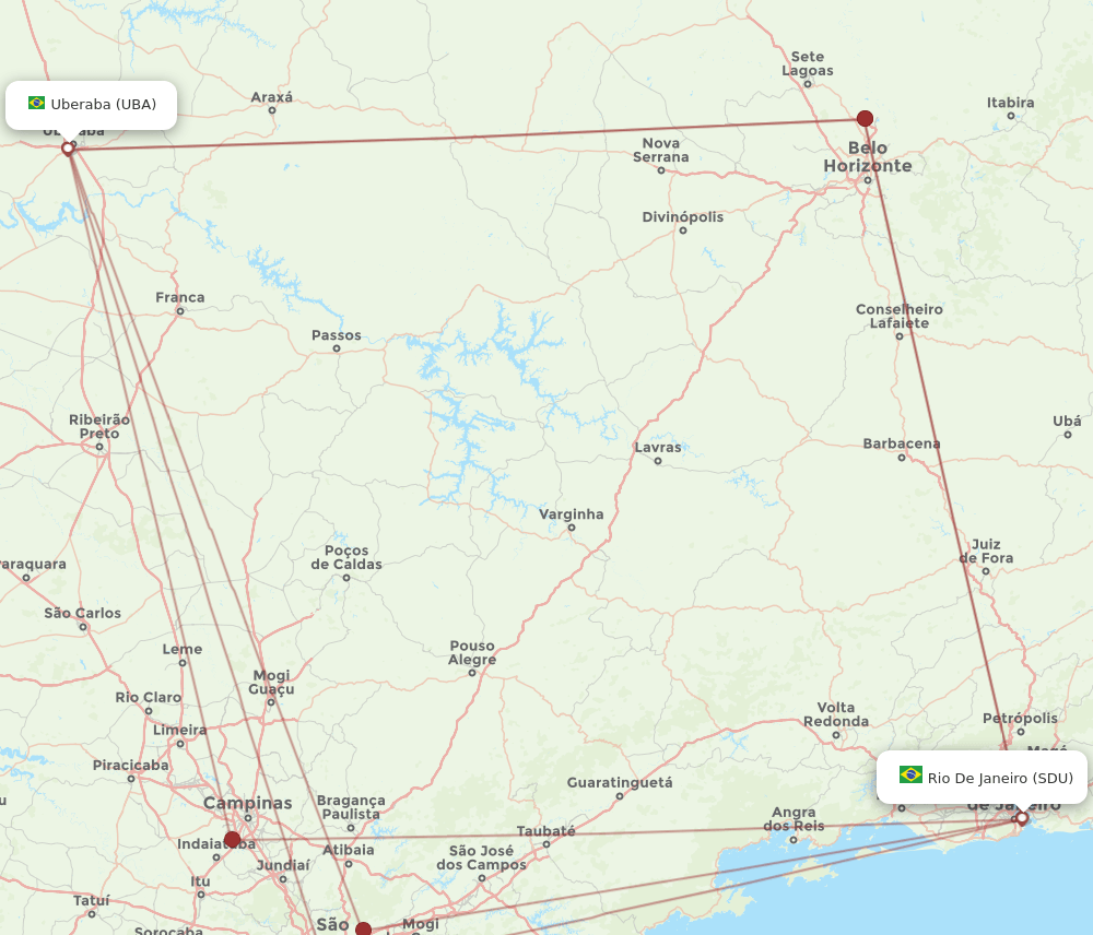 UBA-SDU flight routes