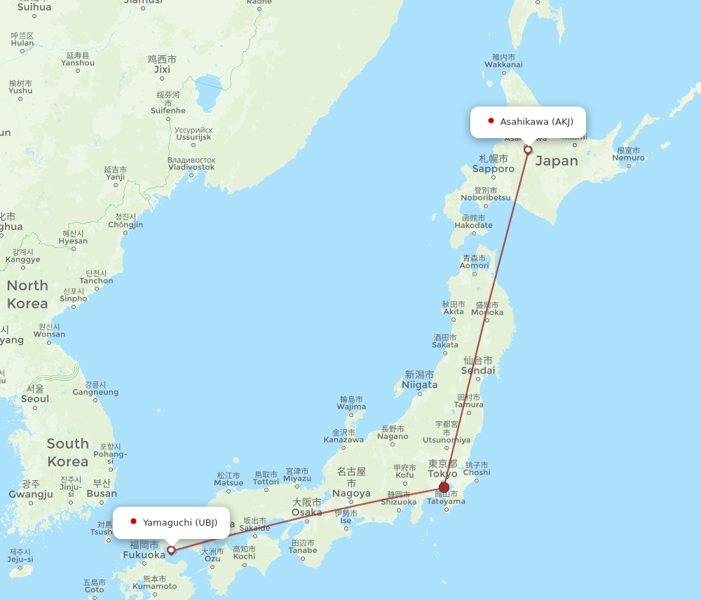 UBJ-AKJ flight routes