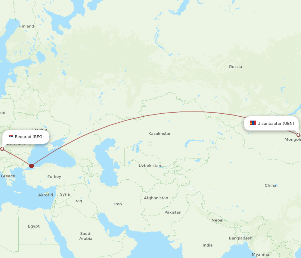 UBN-BEG flight routes