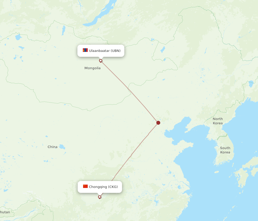 UBN to CKG flights and routes map