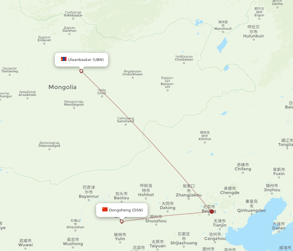 UBN-DSN flight routes