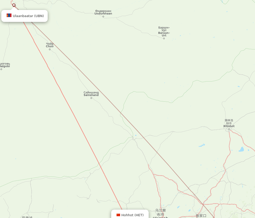 UBN to HET flights and routes map