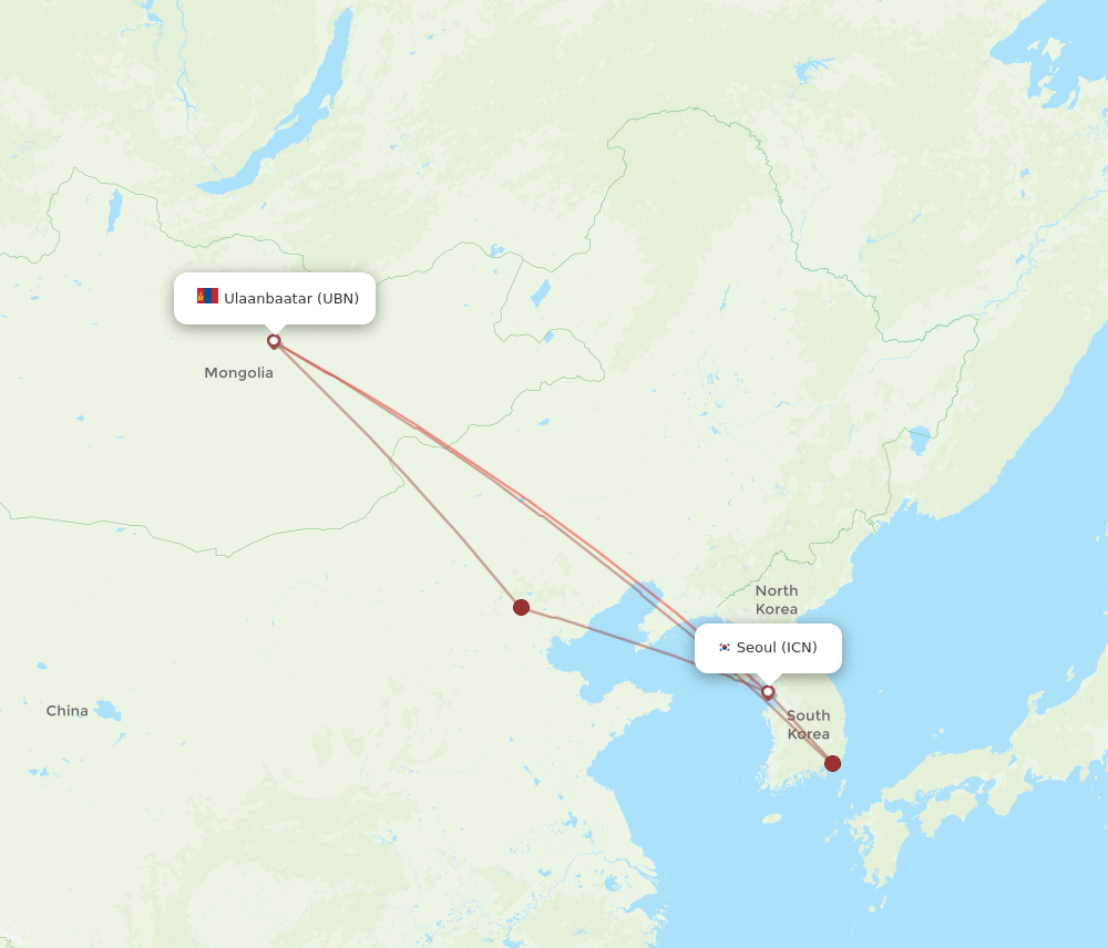 UBN to ICN flights and routes map