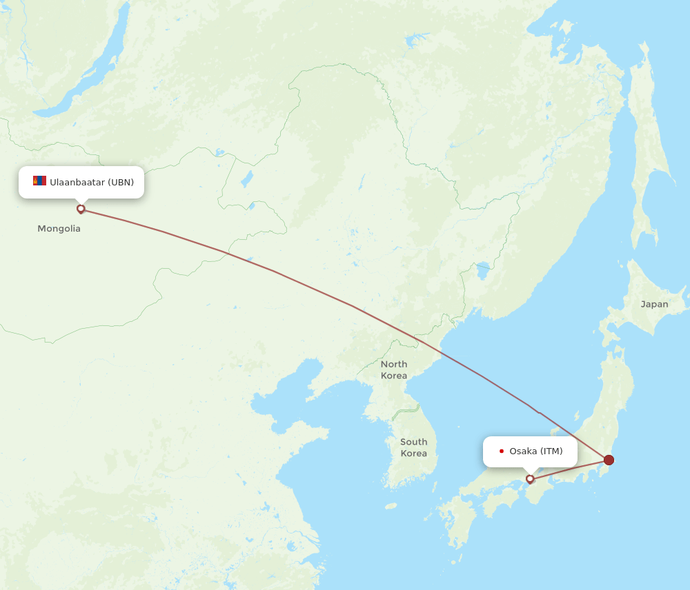 UBN to ITM flights and routes map