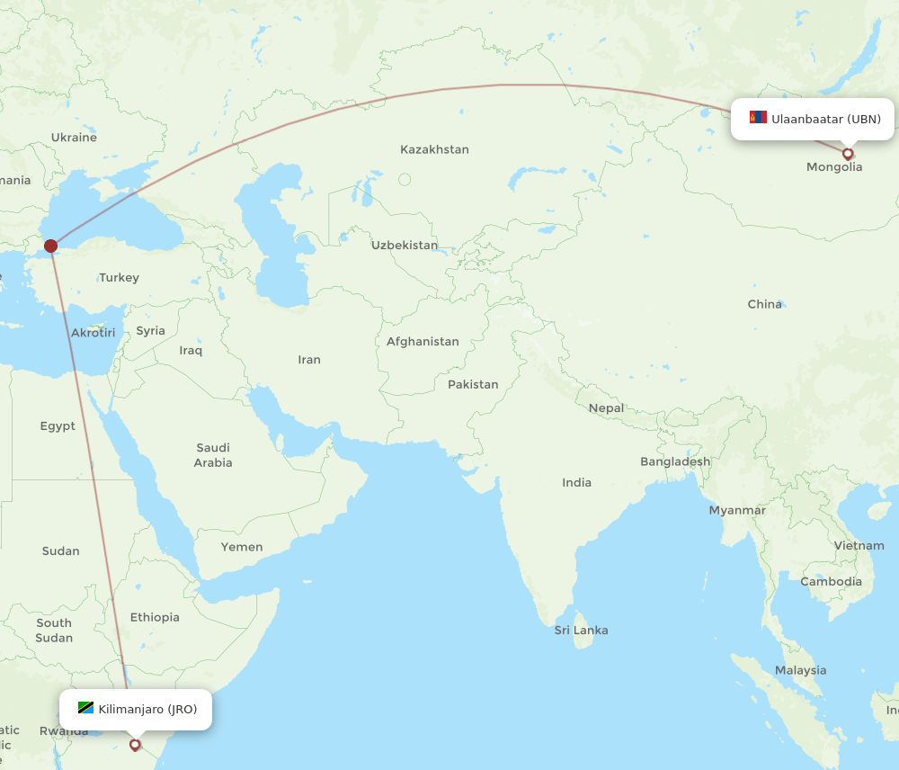 UBN-JRO flight routes