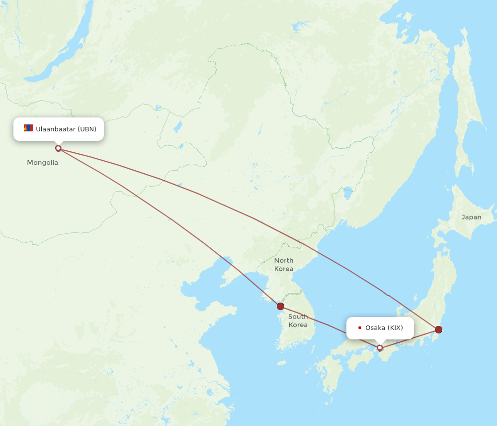 UBN-KIX flight routes