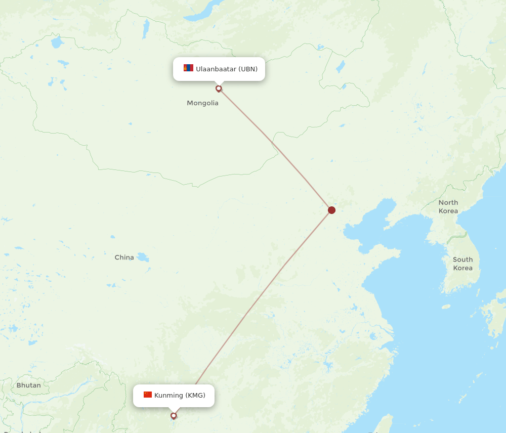 UBN to KMG flights and routes map