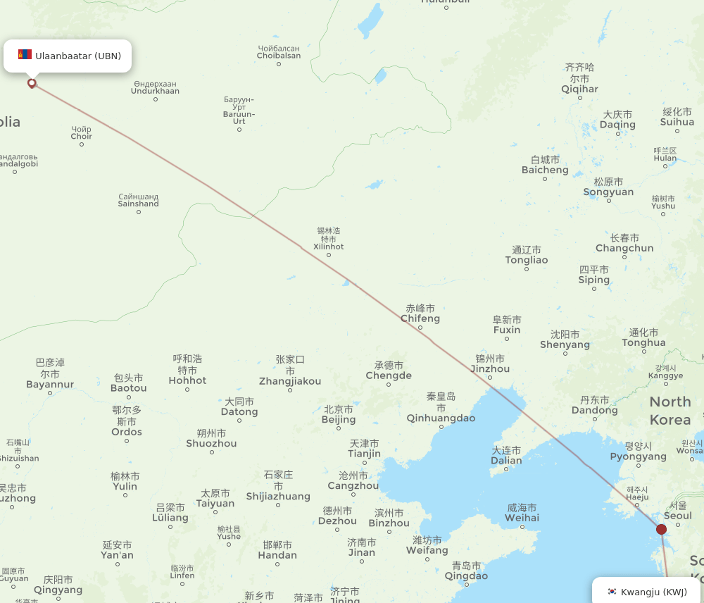 UBN-KWJ flight routes