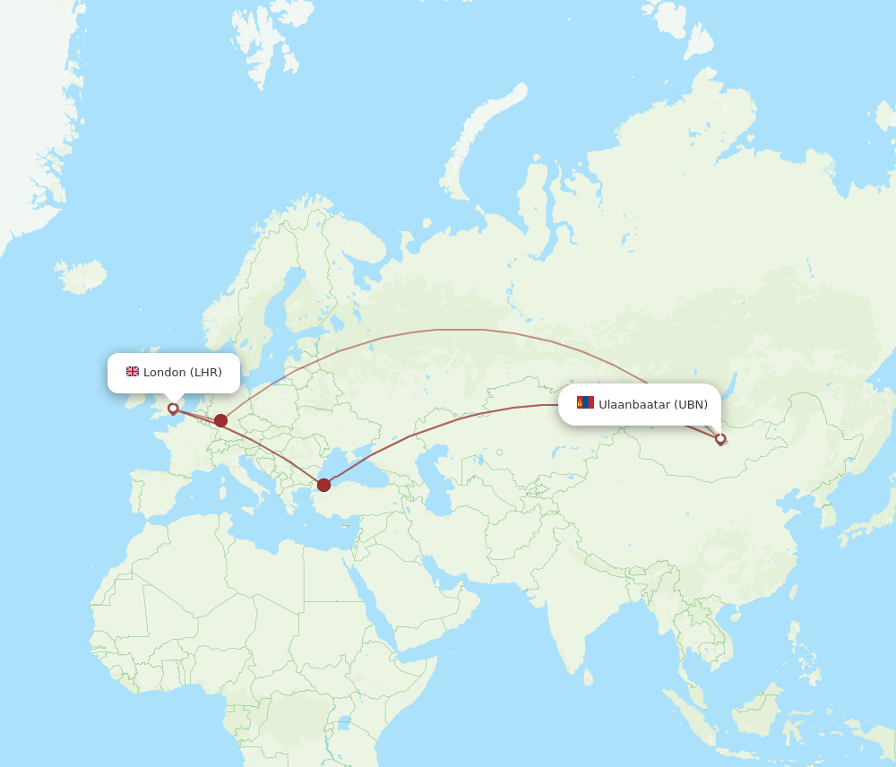 UBN-LHR flight routes