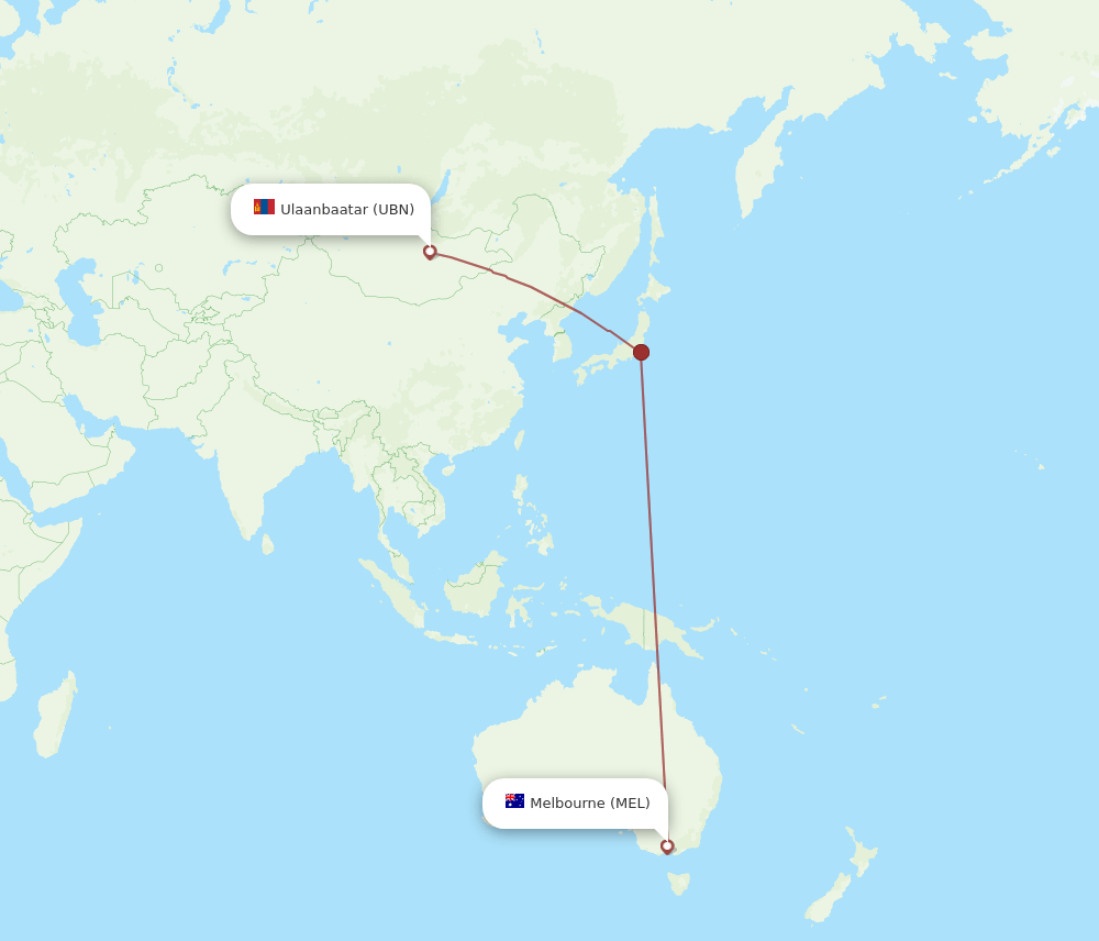 UBN-MEL flight routes