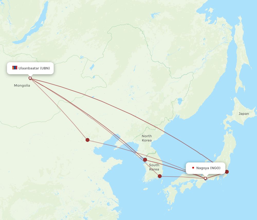 UBN to NGO flights and routes map