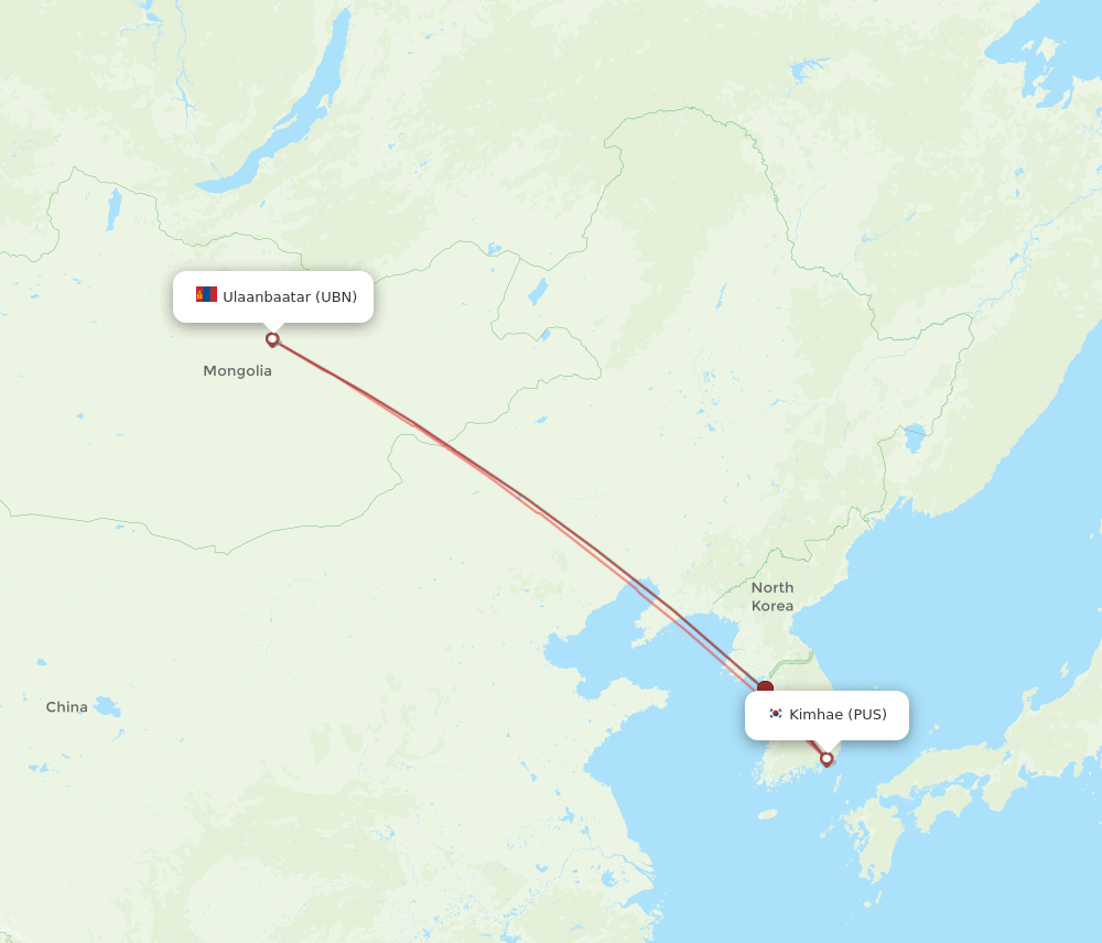 UBN-PUS flight routes